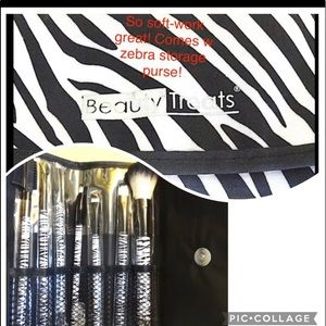Beautiful 7pc Zebra makeup brush travel …